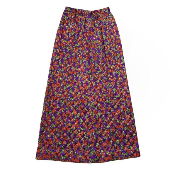 70s vintage quilted daisy maxi skirt hippy boho cottagecore highwaisted a-line. - Picture 1 of 5